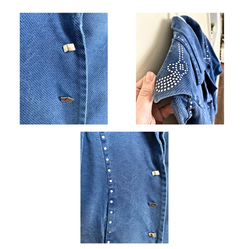 RARE Vintage 80s Barbara B. Weber Acid Wash Jacket | Studded STARS|Wearable Art - Picture 4 of 7